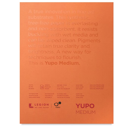 Legion Papers; Legion Yupo Synthetic Paper Pad - 9 x 12, Bright White, 10 Sheets; Category:Paper Pads; Image:1
